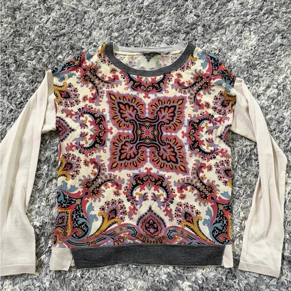 ETRO Women’s Paisley Sweater Blouse Longsleeve Sz 42 / US 6/M